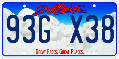 SD license plate 93GX38