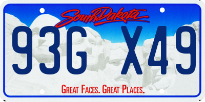 SD license plate 93GX49