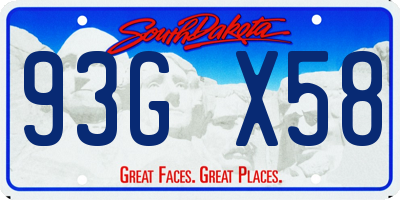 SD license plate 93GX58