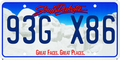 SD license plate 93GX86