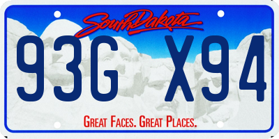 SD license plate 93GX94