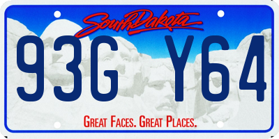 SD license plate 93GY64