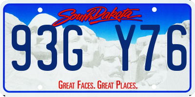 SD license plate 93GY76