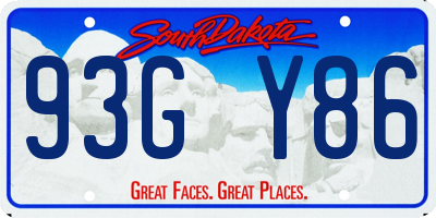 SD license plate 93GY86