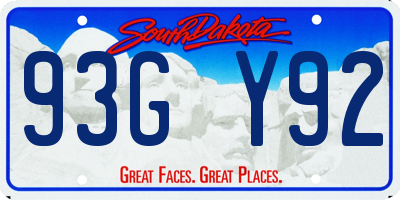 SD license plate 93GY92