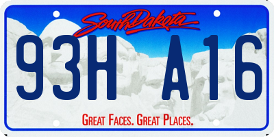 SD license plate 93HA16