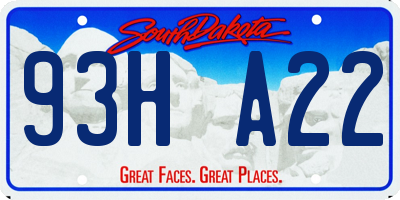 SD license plate 93HA22
