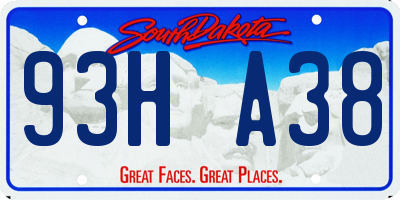 SD license plate 93HA38