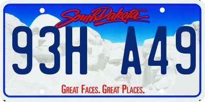 SD license plate 93HA49