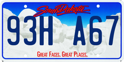 SD license plate 93HA67