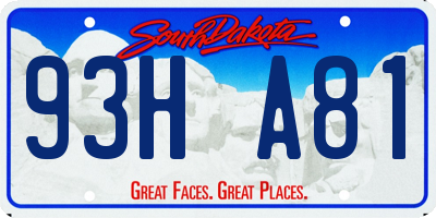 SD license plate 93HA81
