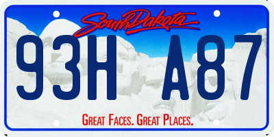 SD license plate 93HA87
