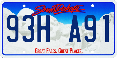 SD license plate 93HA91