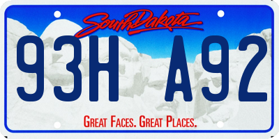 SD license plate 93HA92