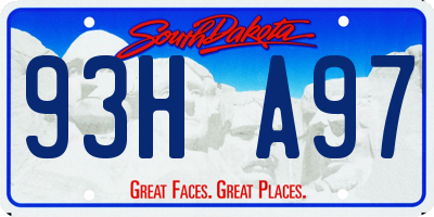 SD license plate 93HA97