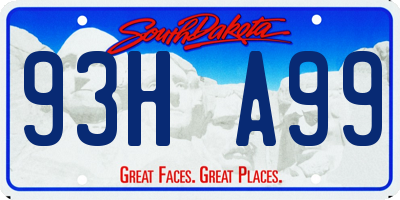 SD license plate 93HA99
