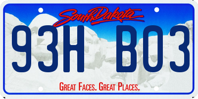 SD license plate 93HB03