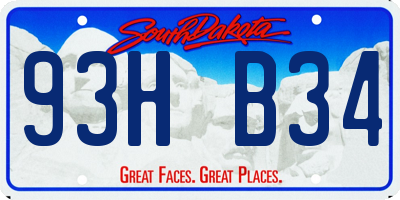 SD license plate 93HB34
