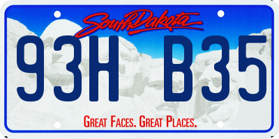 SD license plate 93HB35