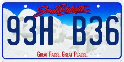SD license plate 93HB36