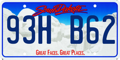SD license plate 93HB62