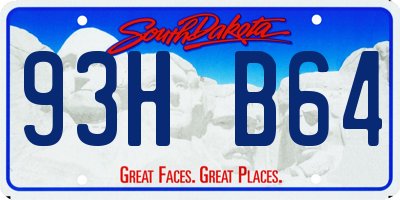 SD license plate 93HB64