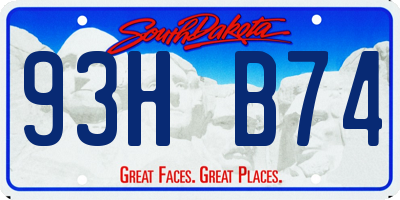 SD license plate 93HB74