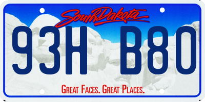 SD license plate 93HB80