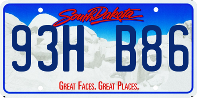 SD license plate 93HB86