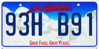 SD license plate 93HB91
