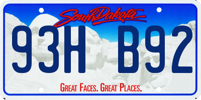 SD license plate 93HB92
