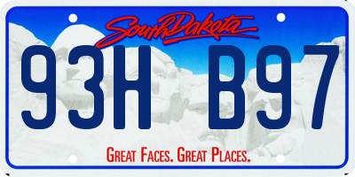 SD license plate 93HB97