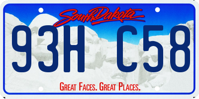 SD license plate 93HC58
