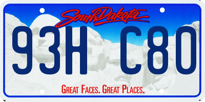 SD license plate 93HC80