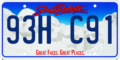SD license plate 93HC91