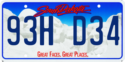 SD license plate 93HD34