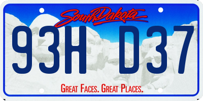 SD license plate 93HD37