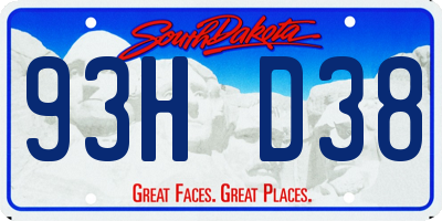 SD license plate 93HD38