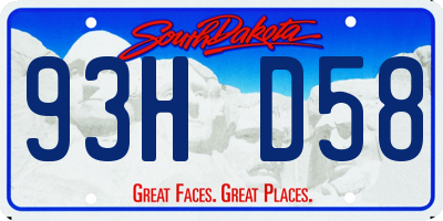 SD license plate 93HD58