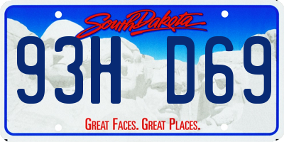 SD license plate 93HD69