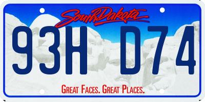 SD license plate 93HD74