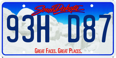 SD license plate 93HD87