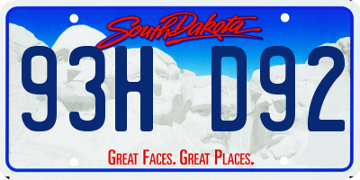 SD license plate 93HD92