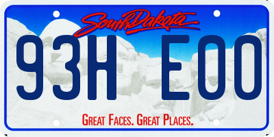 SD license plate 93HE00