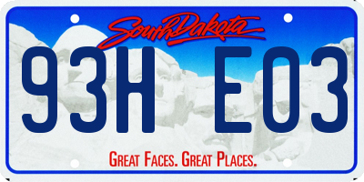 SD license plate 93HE03
