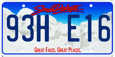 SD license plate 93HE16