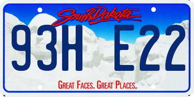 SD license plate 93HE22