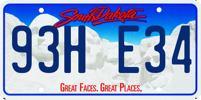 SD license plate 93HE34