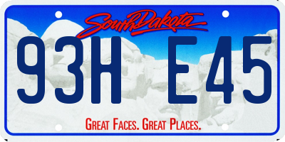 SD license plate 93HE45
