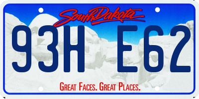 SD license plate 93HE62